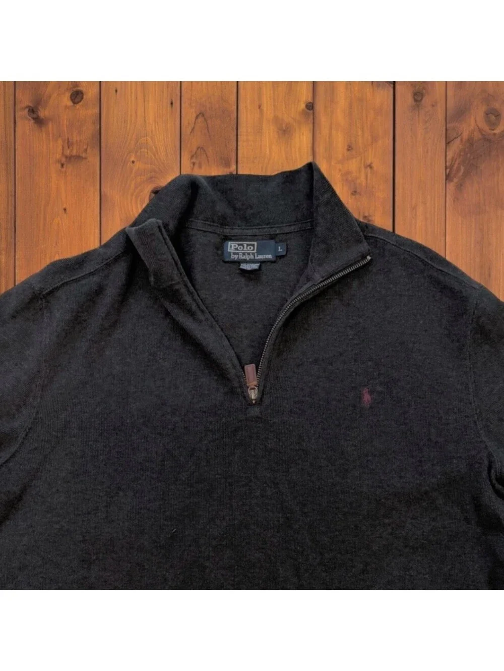 Vintage Polo Ralph Lauren Men’s Quarter Zip Pullover Charcoal Gray Size L Preppy